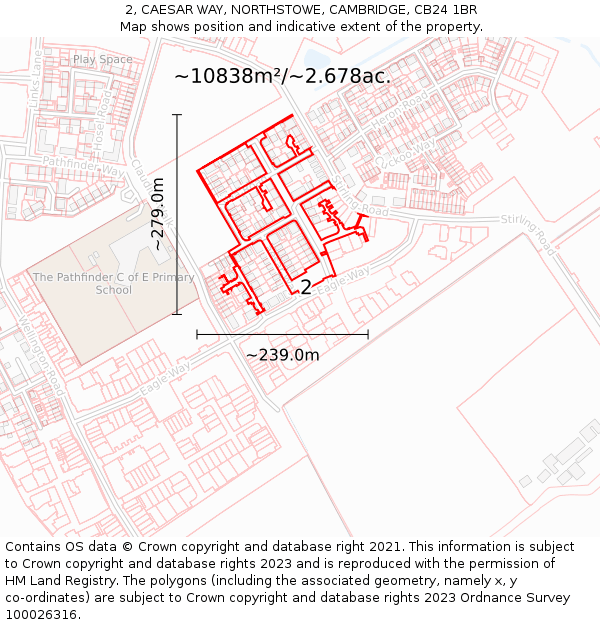 2, CAESAR WAY, NORTHSTOWE, CAMBRIDGE, CB24 1BR: Plot and title map