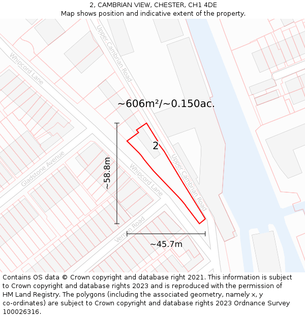 2, CAMBRIAN VIEW, CHESTER, CH1 4DE: Plot and title map