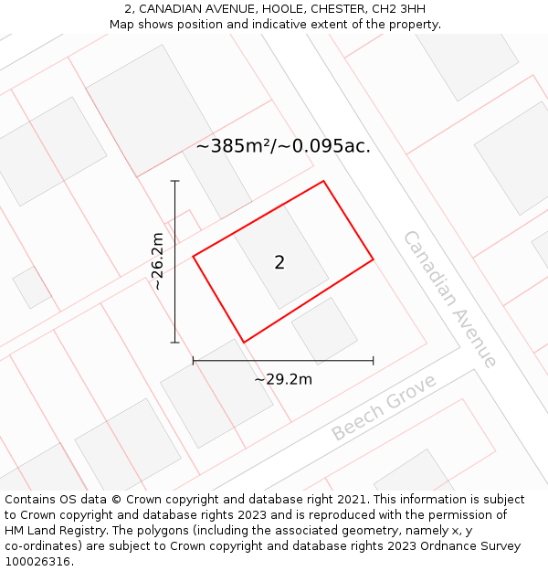 2, CANADIAN AVENUE, HOOLE, CHESTER, CH2 3HH: Plot and title map