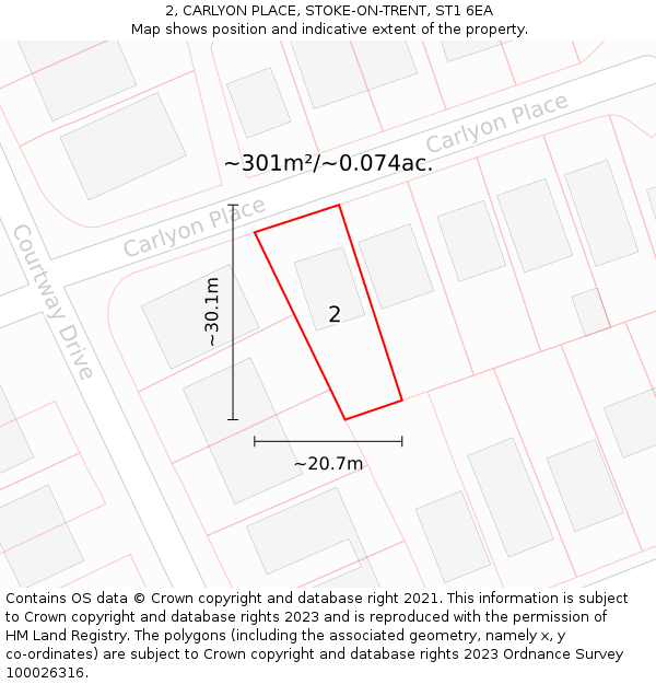 2, CARLYON PLACE, STOKE-ON-TRENT, ST1 6EA: Plot and title map