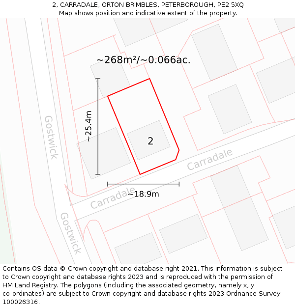 2, CARRADALE, ORTON BRIMBLES, PETERBOROUGH, PE2 5XQ: Plot and title map