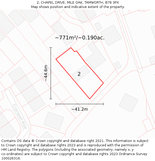 2, CHAPEL DRIVE, MILE OAK, TAMWORTH, B78 3PX: Plot and title map