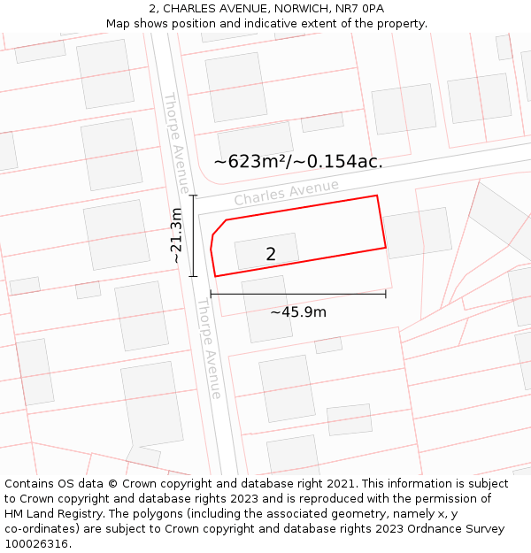 2, CHARLES AVENUE, NORWICH, NR7 0PA: Plot and title map