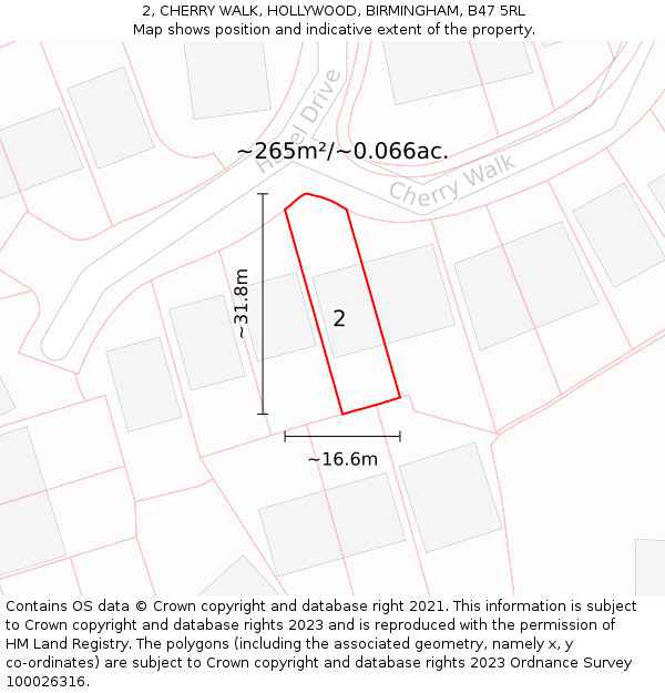 2, CHERRY WALK, HOLLYWOOD, BIRMINGHAM, B47 5RL: Plot and title map