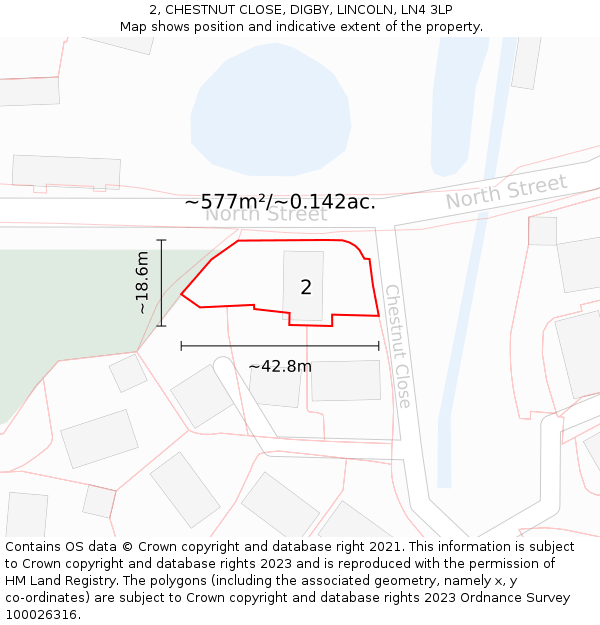 2, CHESTNUT CLOSE, DIGBY, LINCOLN, LN4 3LP: Plot and title map