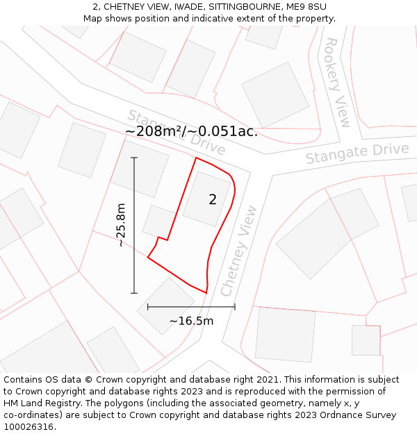 2, CHETNEY VIEW, IWADE, SITTINGBOURNE, ME9 8SU: Plot and title map