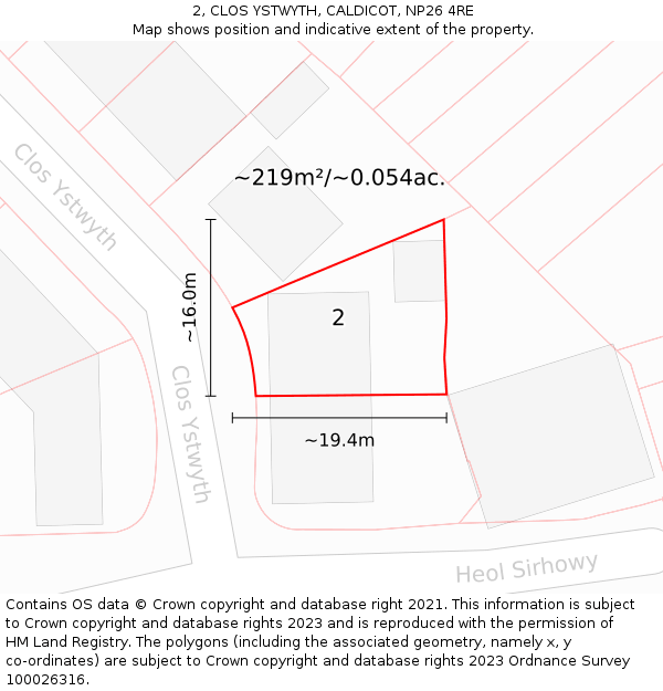 2, CLOS YSTWYTH, CALDICOT, NP26 4RE: Plot and title map