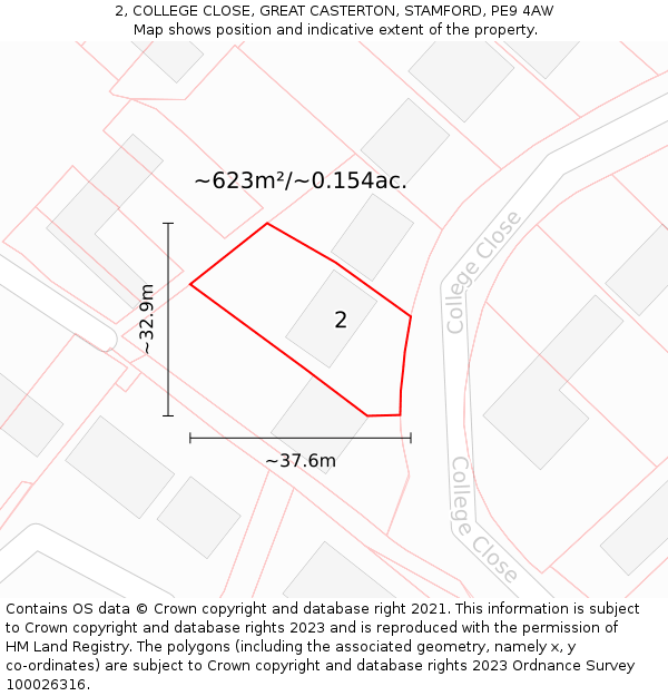 2, COLLEGE CLOSE, GREAT CASTERTON, STAMFORD, PE9 4AW: Plot and title map