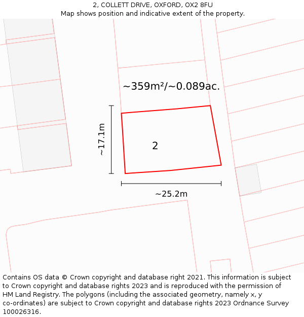 2, COLLETT DRIVE, OXFORD, OX2 8FU: Plot and title map