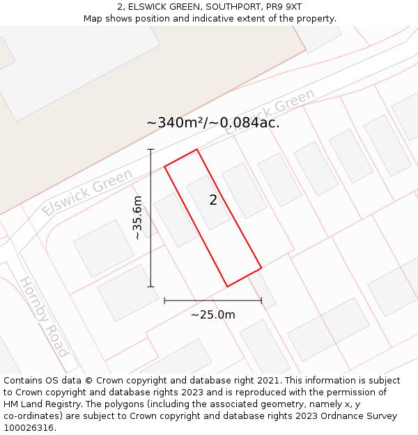 2, ELSWICK GREEN, SOUTHPORT, PR9 9XT: Plot and title map