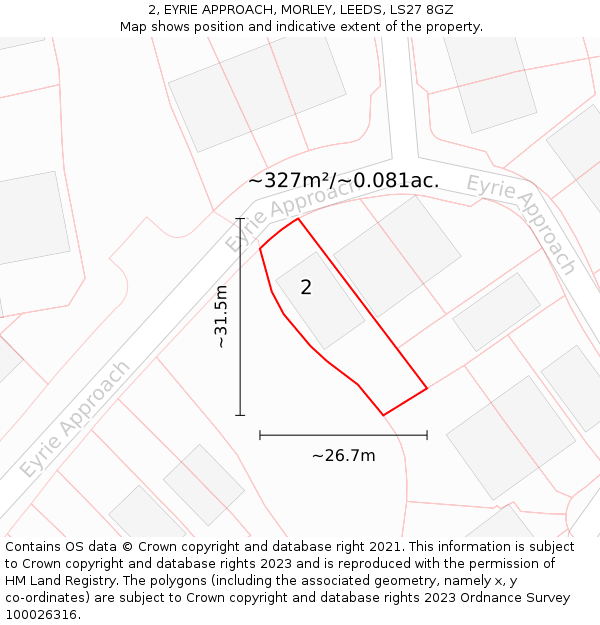 2, EYRIE APPROACH, MORLEY, LEEDS, LS27 8GZ: Plot and title map