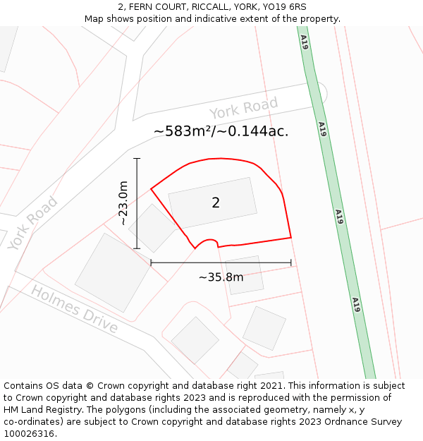 2, FERN COURT, RICCALL, YORK, YO19 6RS: Plot and title map