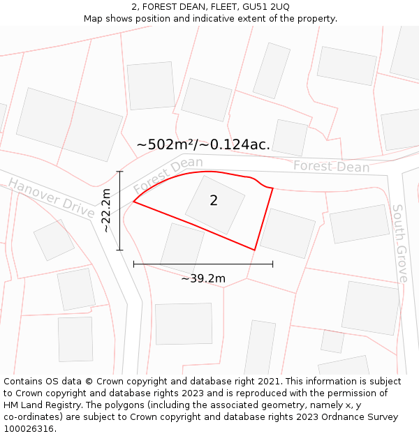 2, FOREST DEAN, FLEET, GU51 2UQ: Plot and title map