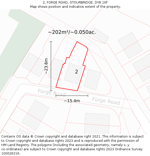 2, FORGE ROAD, STOURBRIDGE, DY8 1XF: Plot and title map