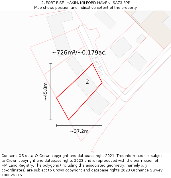 2, FORT RISE, HAKIN, MILFORD HAVEN, SA73 3PP: Plot and title map