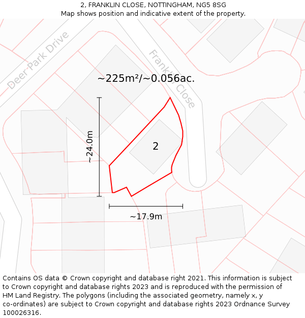 2, FRANKLIN CLOSE, NOTTINGHAM, NG5 8SG: Plot and title map