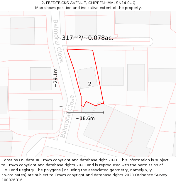 2, FREDERICKS AVENUE, CHIPPENHAM, SN14 0UQ: Plot and title map