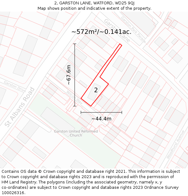 2, GARSTON LANE, WATFORD, WD25 9QJ: Plot and title map