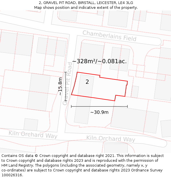 2, GRAVEL PIT ROAD, BIRSTALL, LEICESTER, LE4 3LG: Plot and title map