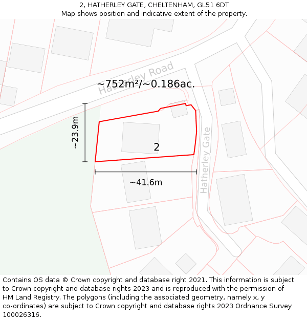 2, HATHERLEY GATE, CHELTENHAM, GL51 6DT: Plot and title map