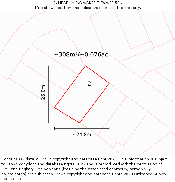 2, HEATH VIEW, WAKEFIELD, WF1 5FU: Plot and title map