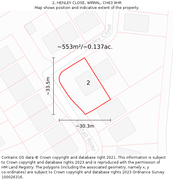 2, HENLEY CLOSE, WIRRAL, CH63 9HR: Plot and title map