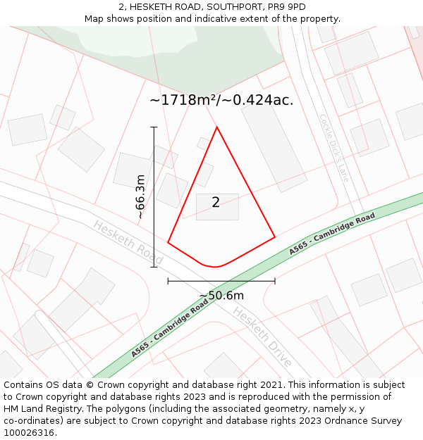 2, HESKETH ROAD, SOUTHPORT, PR9 9PD: Plot and title map