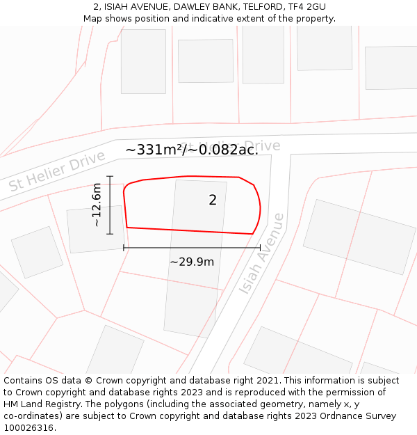 2, ISIAH AVENUE, DAWLEY BANK, TELFORD, TF4 2GU: Plot and title map