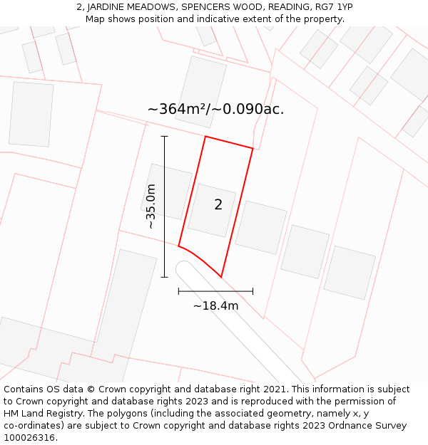 2, JARDINE MEADOWS, SPENCERS WOOD, READING, RG7 1YP: Plot and title map