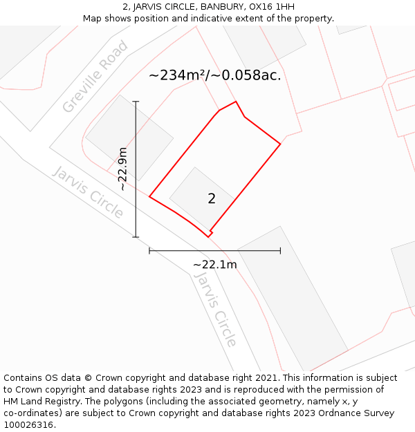 2, JARVIS CIRCLE, BANBURY, OX16 1HH: Plot and title map
