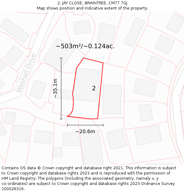 2, JAY CLOSE, BRAINTREE, CM77 7GJ: Plot and title map