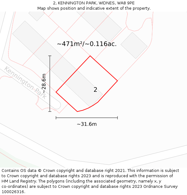 2, KENNINGTON PARK, WIDNES, WA8 9PE: Plot and title map