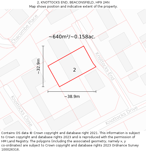 2, KNOTTOCKS END, BEACONSFIELD, HP9 2AN: Plot and title map