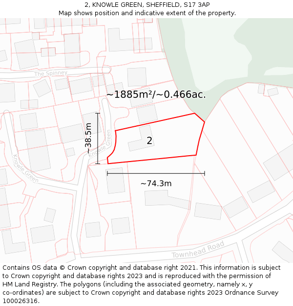 2, KNOWLE GREEN, SHEFFIELD, S17 3AP: Plot and title map