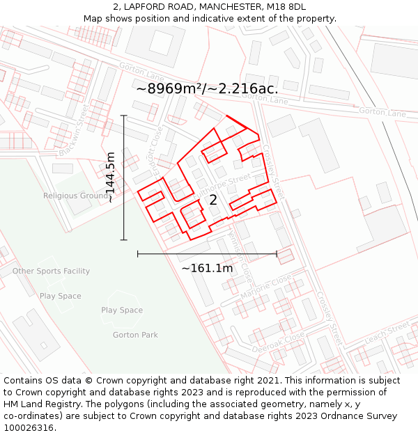 2, LAPFORD ROAD, MANCHESTER, M18 8DL: Plot and title map