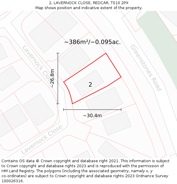 2, LAVERNOCK CLOSE, REDCAR, TS10 2PX: Plot and title map