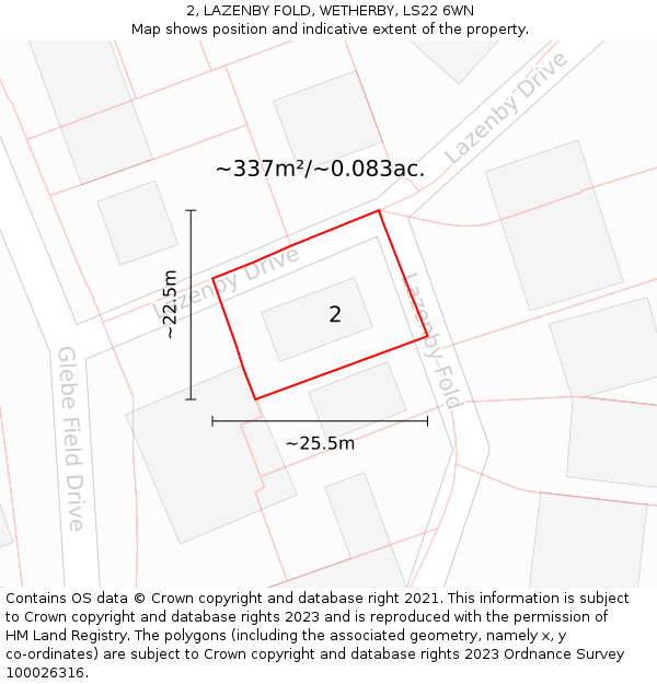 2, LAZENBY FOLD, WETHERBY, LS22 6WN: Plot and title map