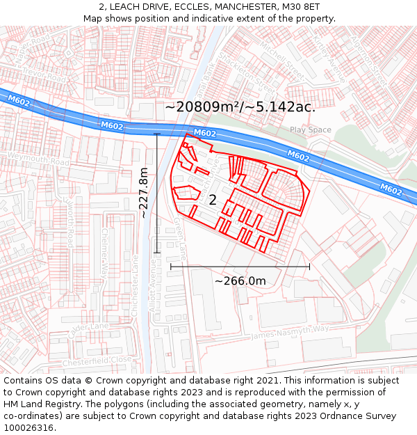 2, LEACH DRIVE, ECCLES, MANCHESTER, M30 8ET: Plot and title map