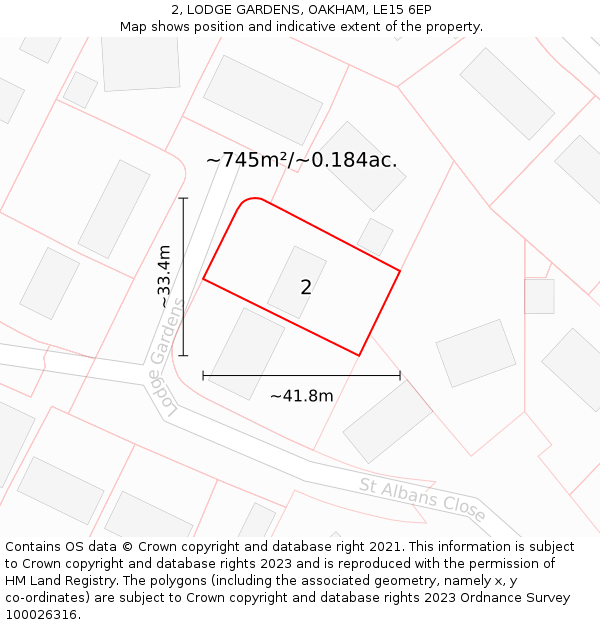 2, LODGE GARDENS, OAKHAM, LE15 6EP: Plot and title map