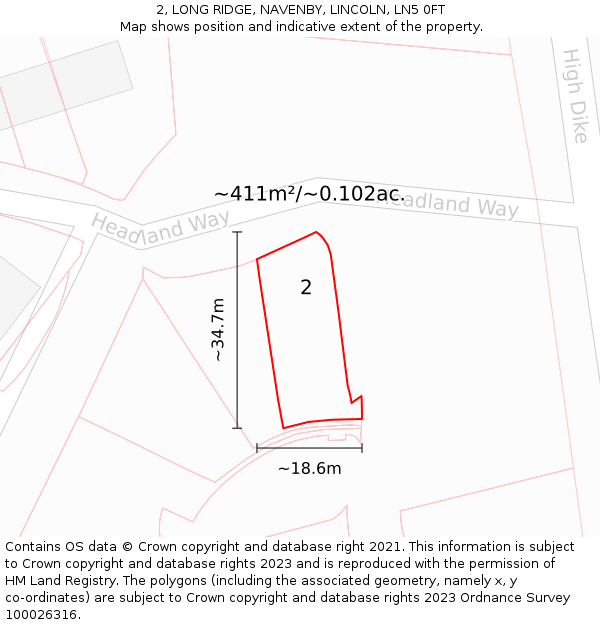 2, LONG RIDGE, NAVENBY, LINCOLN, LN5 0FT: Plot and title map