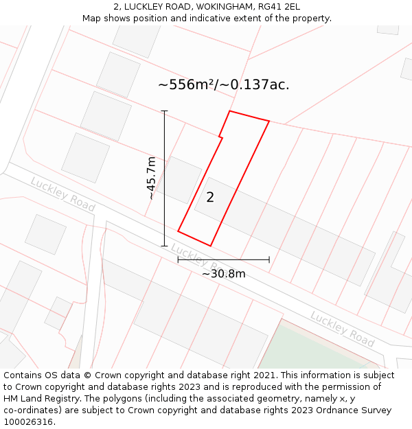 2, LUCKLEY ROAD, WOKINGHAM, RG41 2EL: Plot and title map