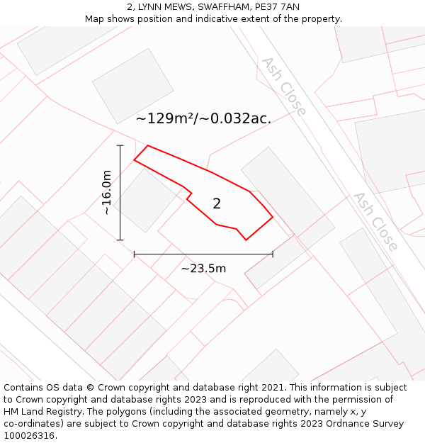 2, LYNN MEWS, SWAFFHAM, PE37 7AN: Plot and title map