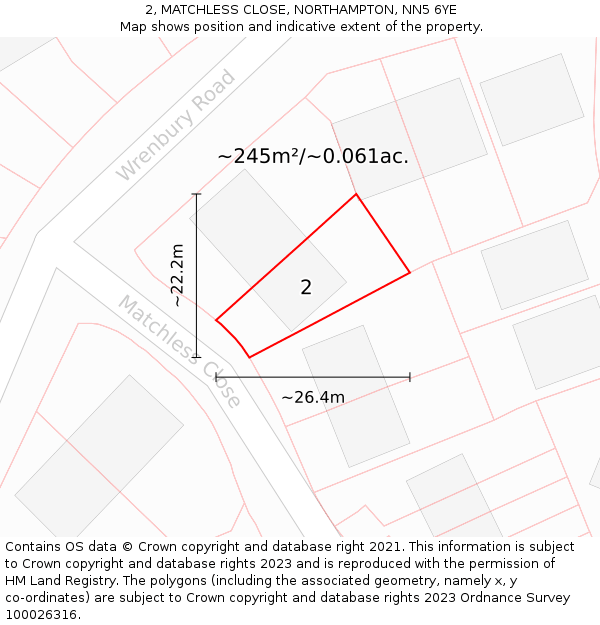 2, MATCHLESS CLOSE, NORTHAMPTON, NN5 6YE: Plot and title map