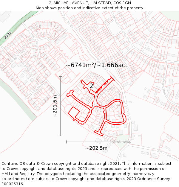 2, MICHAEL AVENUE, HALSTEAD, CO9 1GN: Plot and title map