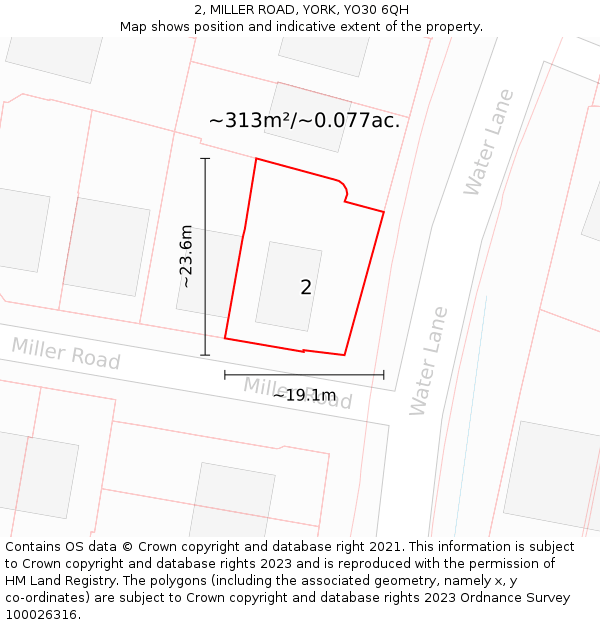 2, MILLER ROAD, YORK, YO30 6QH: Plot and title map