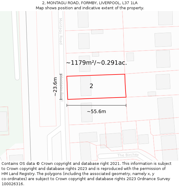 2, MONTAGU ROAD, FORMBY, LIVERPOOL, L37 1LA: Plot and title map