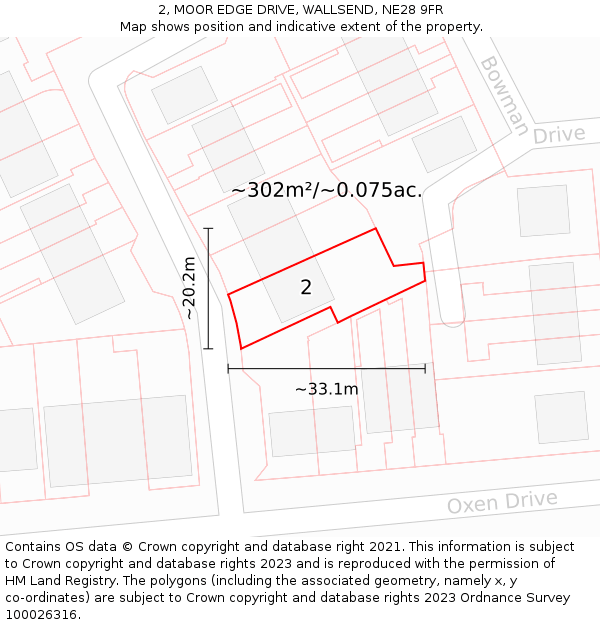 2, MOOR EDGE DRIVE, WALLSEND, NE28 9FR: Plot and title map