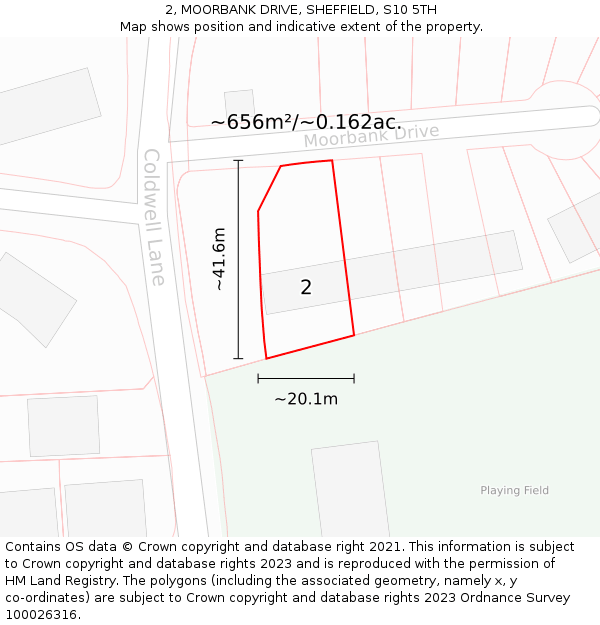 2, MOORBANK DRIVE, SHEFFIELD, S10 5TH: Plot and title map