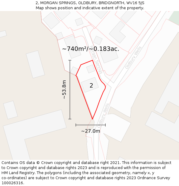 2, MORGAN SPRINGS, OLDBURY, BRIDGNORTH, WV16 5JS: Plot and title map