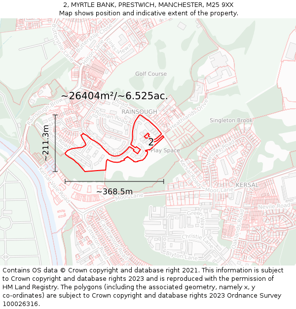 2, MYRTLE BANK, PRESTWICH, MANCHESTER, M25 9XX: Plot and title map